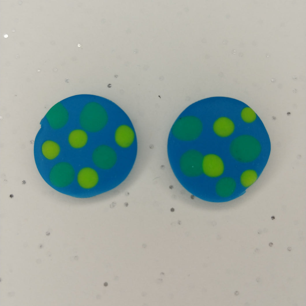 Blue dotted polymer clay earrings