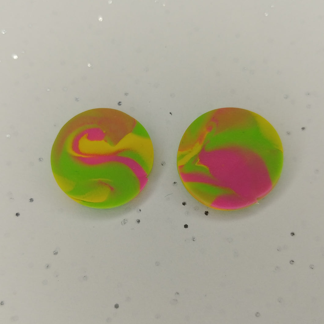 Green layer polymer clay earrings