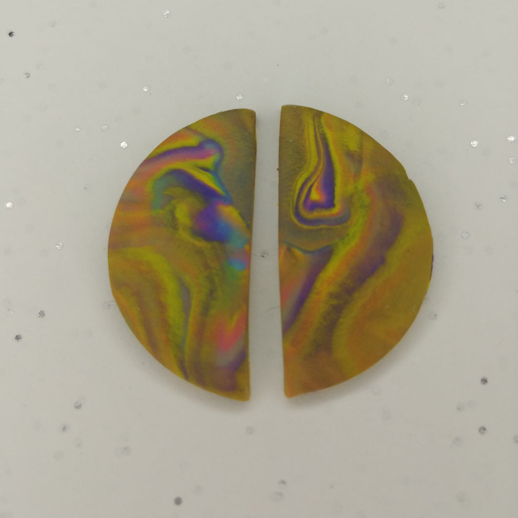 Yellow swirl polymer clay earrings