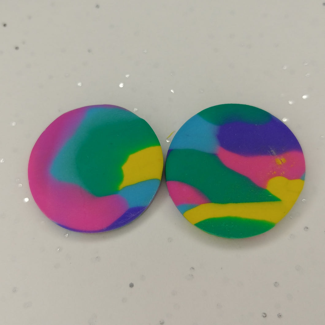 Rainbow layer polymer clay earrings