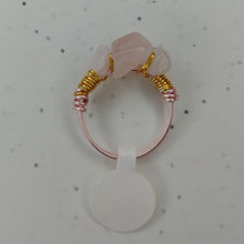 Load image into Gallery viewer, Three stone rose quartz ring
