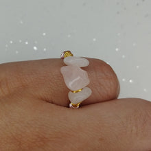 Load image into Gallery viewer, Three stone rose quartz ring
