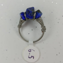 Load image into Gallery viewer, Three stone lapis lazuli ring
