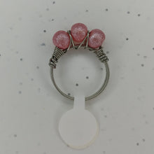 Load image into Gallery viewer, Pink wire wrapped beaded ring
