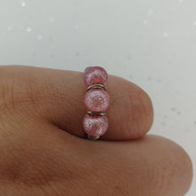 Load image into Gallery viewer, Pink wire wrapped beaded ring
