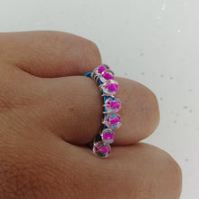 Load image into Gallery viewer, Magenta wire wrapped beaded ring
