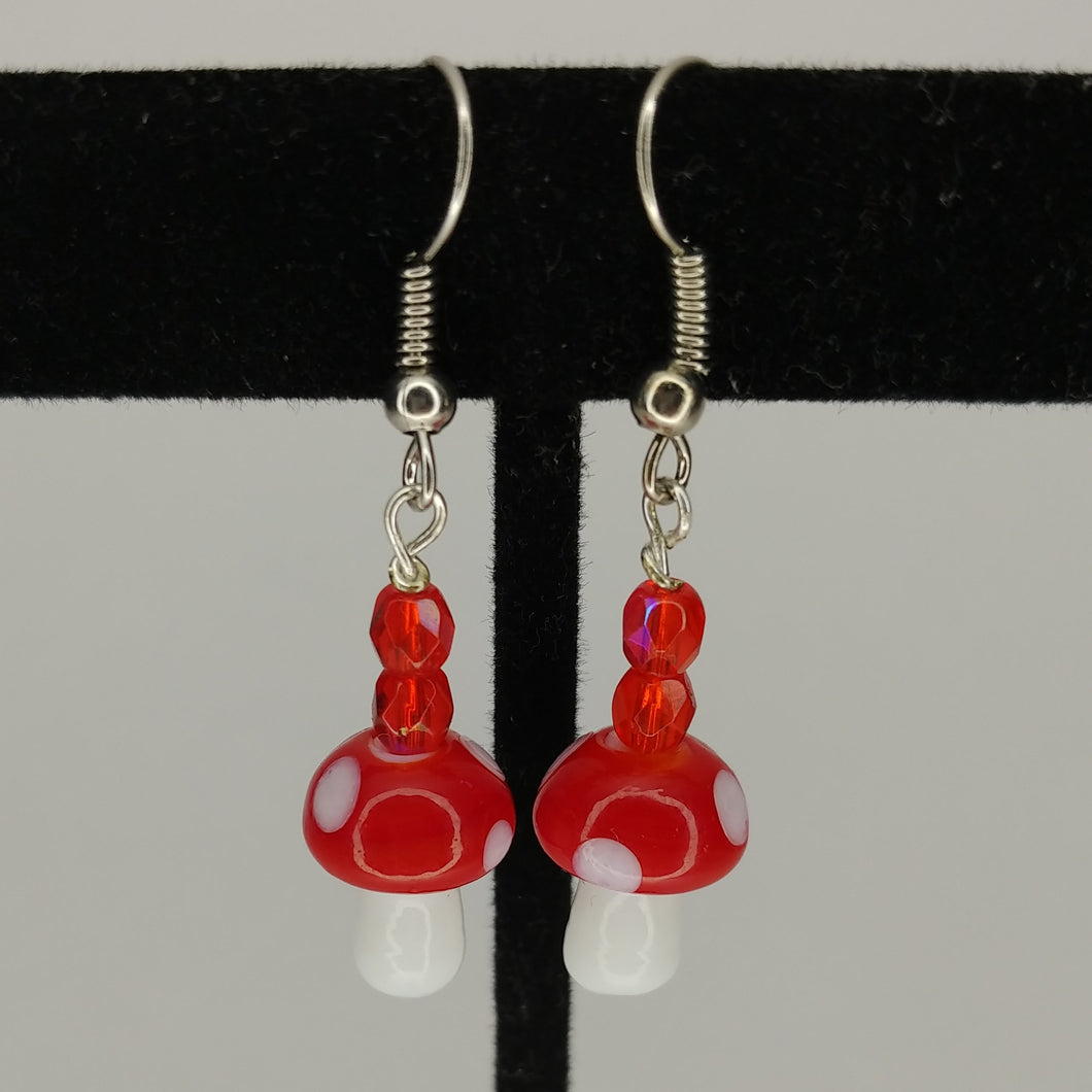 Red mushroom earrings