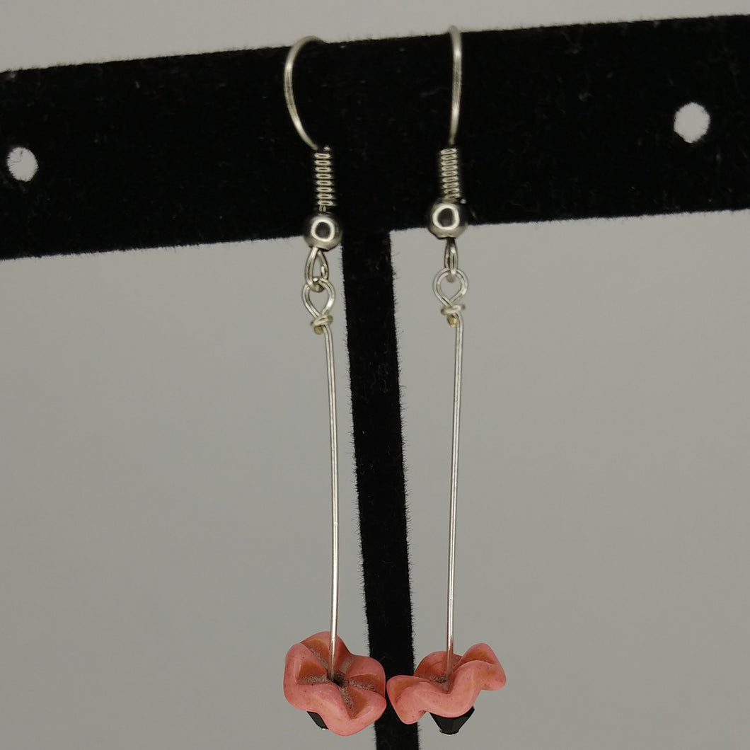 Pink flower earrings