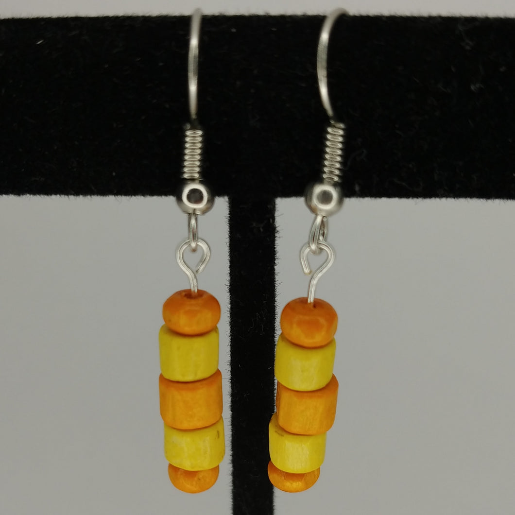 Yellow and orange beaded earrings