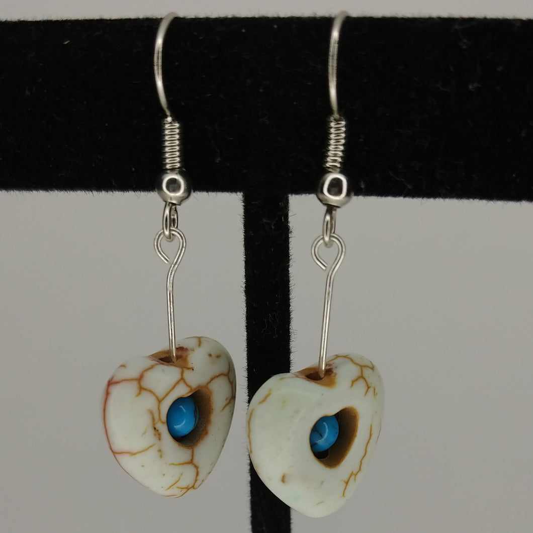 White heart earrings