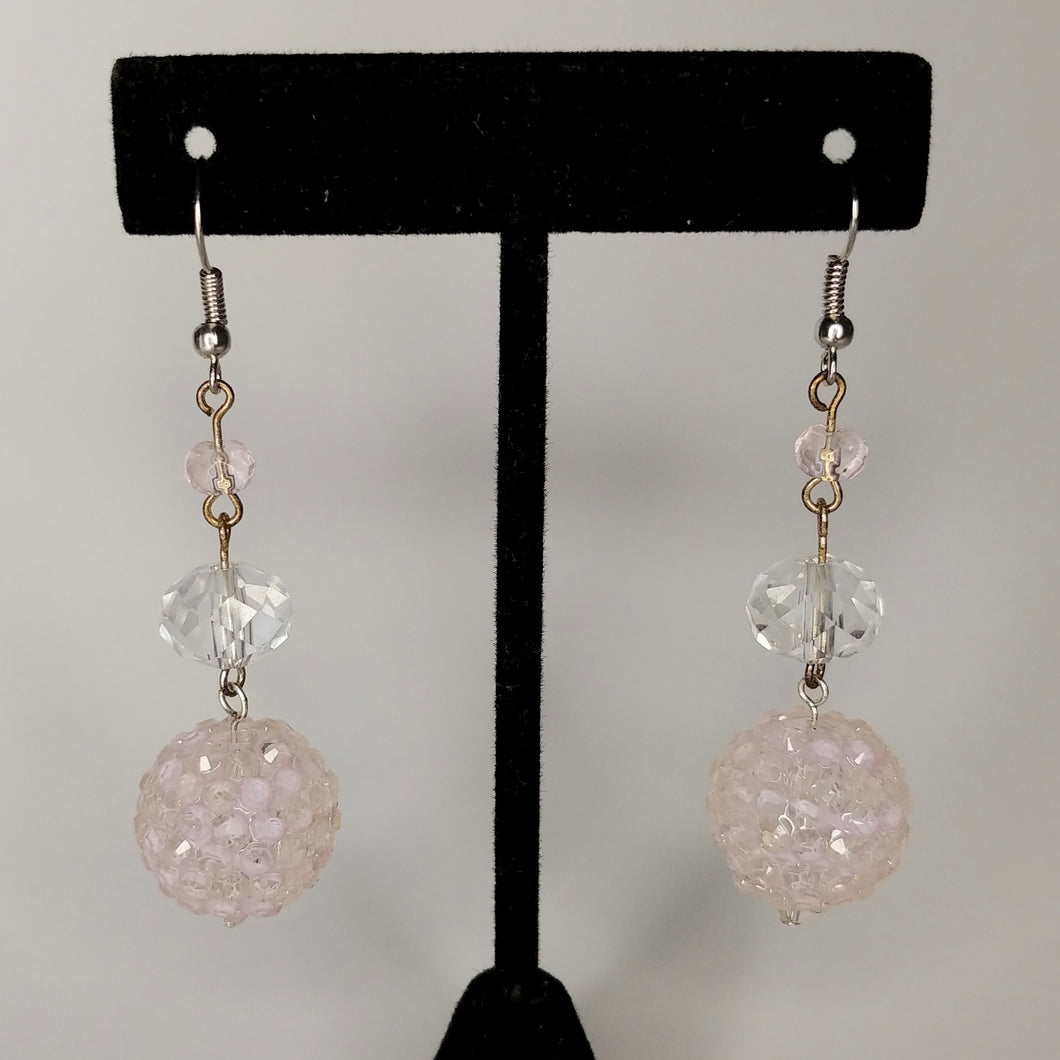 Light pink and white dangle earrings