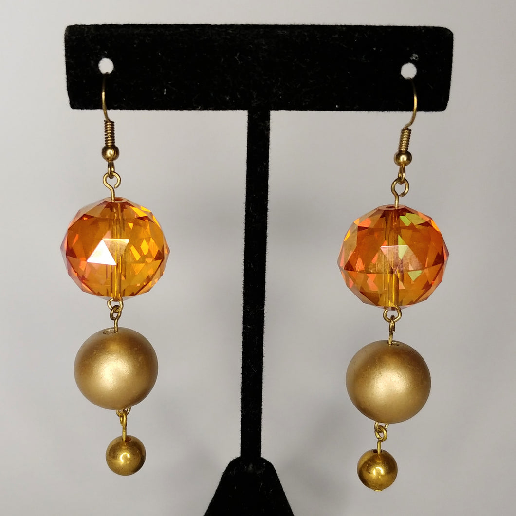 Orange and gold dangle earrings