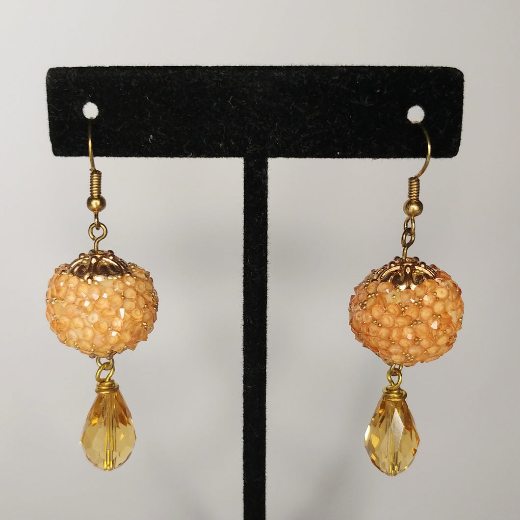 Peachy sparkle drop earrings